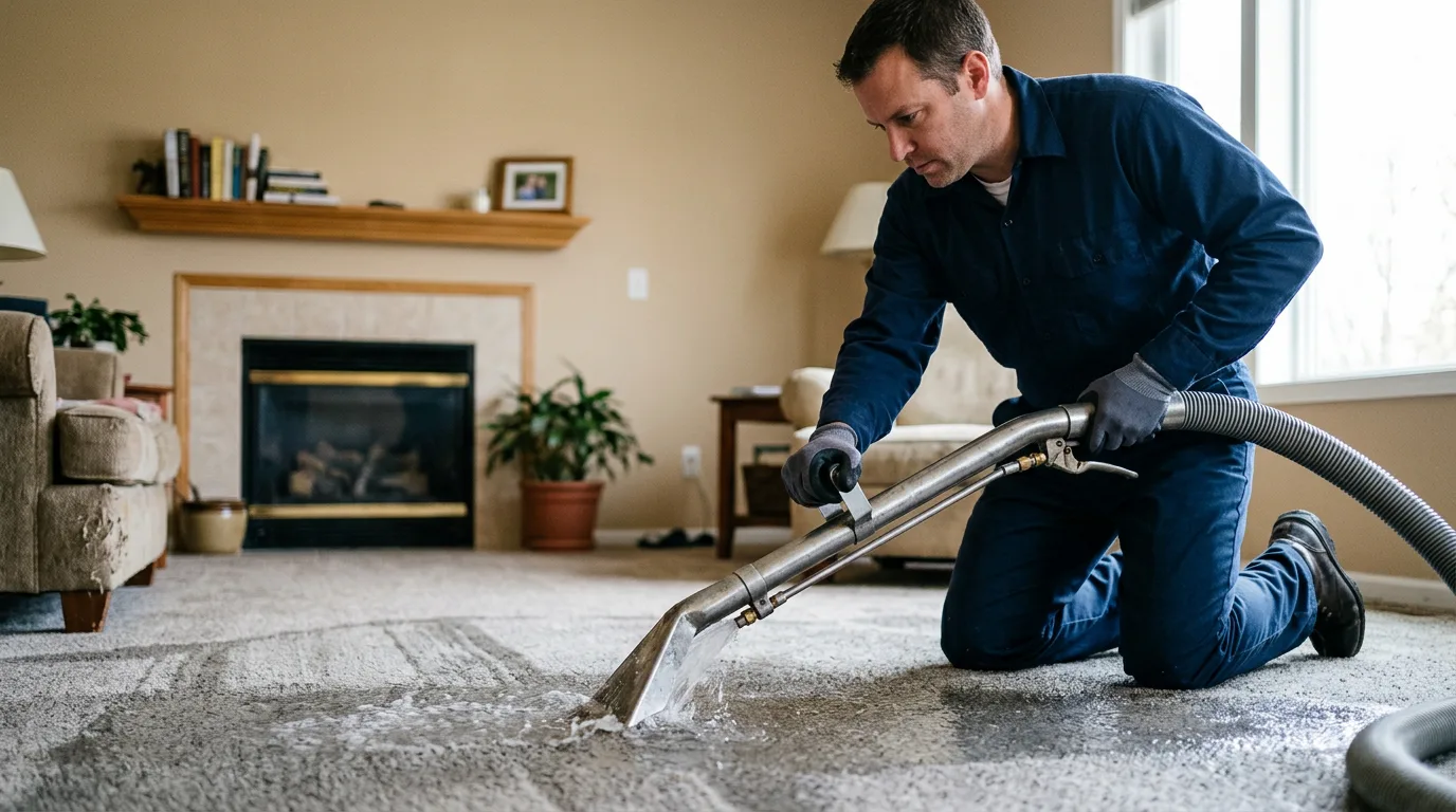 Water damage restoration technician working near Emporia, VA